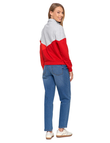 Bluzy - Bluza dresowa damska z zamkiem i stójką CZERWONY - produkt 8