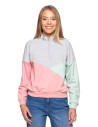 Bluza dresowa damska z zamkiem i stójką RÓŻOWY