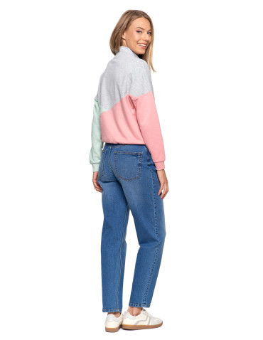 Bluzy - Bluza dresowa damska z zamkiem i stójką RÓŻOWY - produkt 10