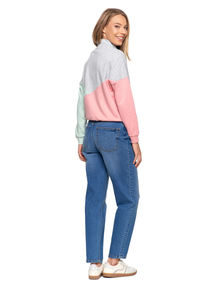 Bluzy - Bluza dresowa damska z zamkiem i stójką RÓŻOWY - produkt moraj.pl 10