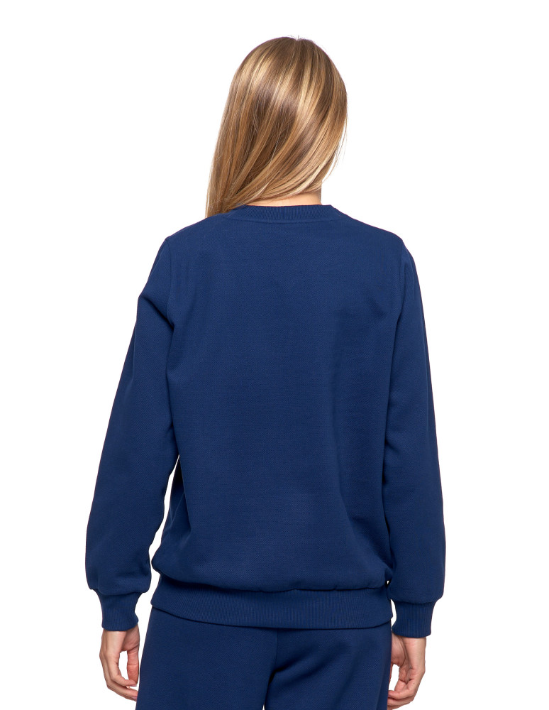 Bluzy - Damska bluza dresowa ocieplana bez kaptura GRANATOWY - produkt moraj.pl 2