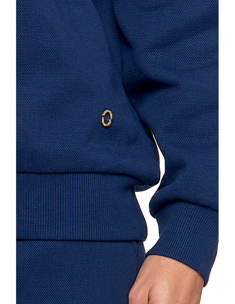 Bluzy - Damska bluza dresowa ocieplana bez kaptura GRANATOWY - produkt moraj.pl 4