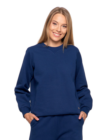 Bluzy - Damska bluza dresowa ocieplana bez kaptura GRANATOWY - produkt 9