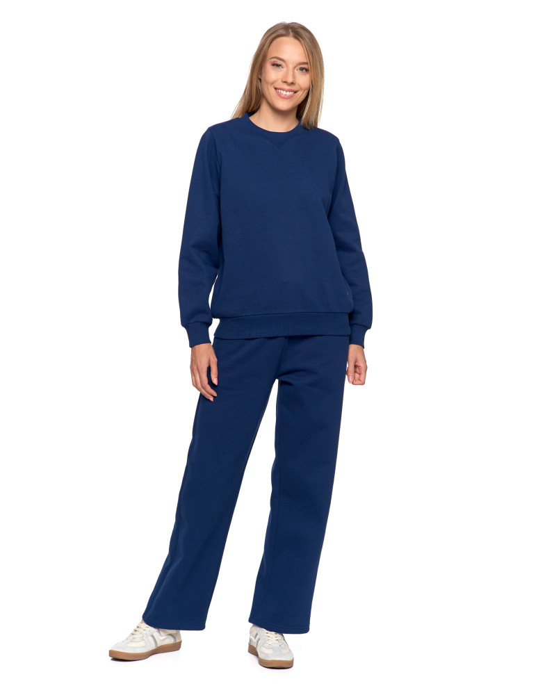 Bluzy - Damska bluza dresowa ocieplana bez kaptura GRANATOWY - produkt moraj.pl 14