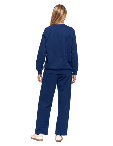Bluzy - Damska bluza dresowa ocieplana bez kaptura GRANATOWY - produkt 16