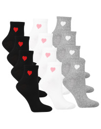 Skarpetki damskie za kostkę z serduszkiem 12-pak