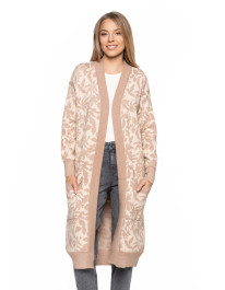 Kardigan damski długi sweter z kieszeniami