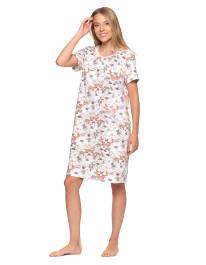 Koszula nocna damska bawełniana krótki rękaw w kwiaty - produkt 2