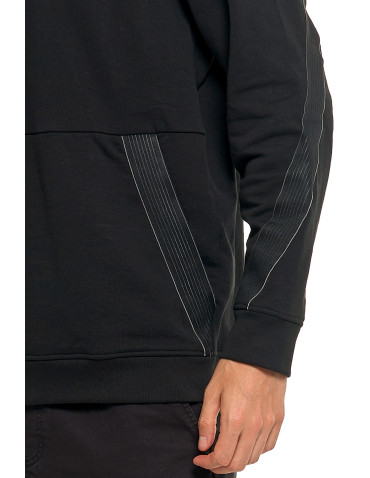 Bluzy - Męska bluza bawełniana rozpinana z kapturem i kieszenią CZARNY - produkt 3