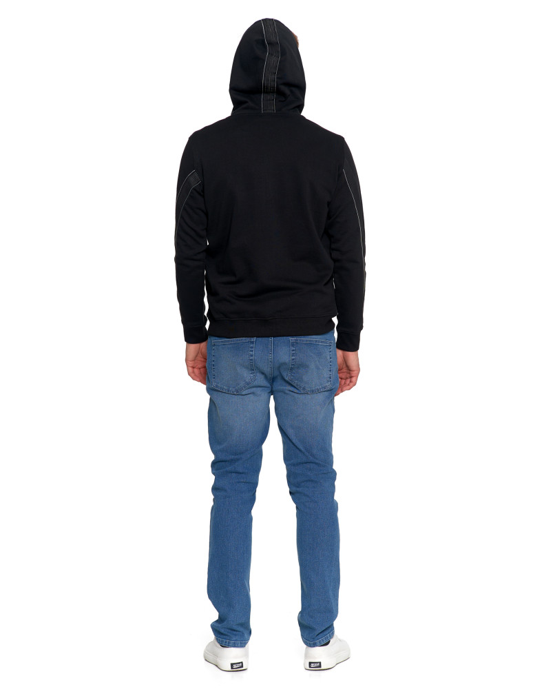 Bluzy - Męska bluza bawełniana rozpinana z kapturem i kieszenią CZARNY  - produkt moraj.pl 9