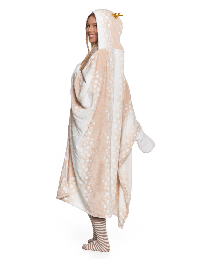 Kocobluzy - Kocobluza damska z motywem renifera koc z kapturem KREMOWY  - produkt moraj.pl 5