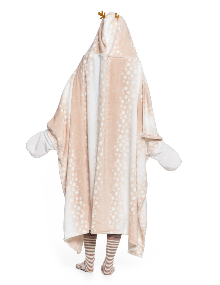 Kocobluzy - Kocobluza damska z motywem renifera koc z kapturem KREMOWY  - produkt moraj.pl 7