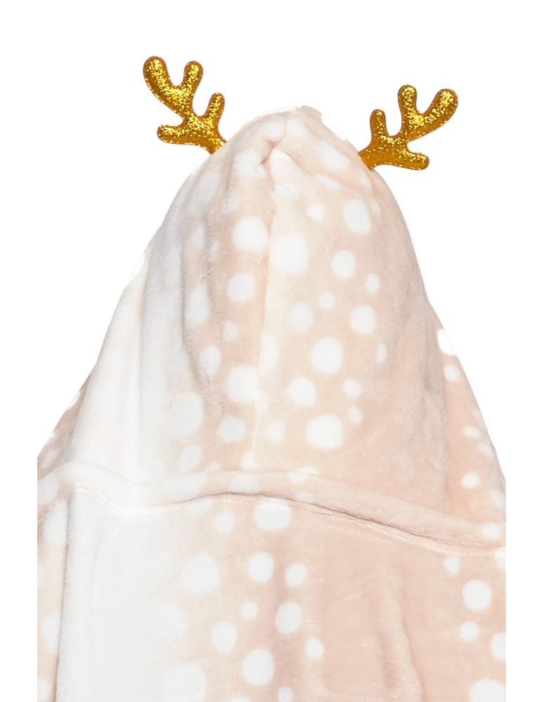 Kocobluzy - Kocobluza damska z motywem renifera koc z kapturem KREMOWY  - produkt moraj.pl 8