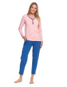 Damska piżama dwuczęściowa długa bawełniana rozpinana RÓŻOWY