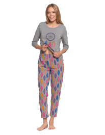 Piżama damska dwuczęściowa z rękawem 3/4 motyw łapacza snów  - produkt 2
