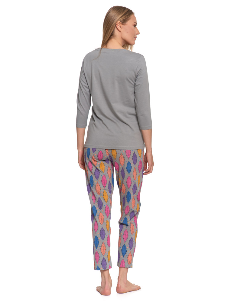 Długi rękaw - Piżama damska dwuczęściowa z rękawem 3/4 motyw łapacza snów SZARY  - produkt moraj.pl 4