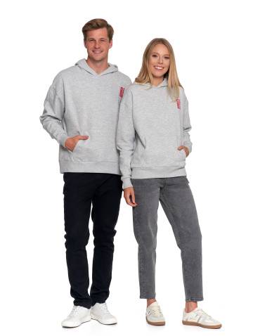 Bluzy - Bluza unisex z kapturem z japońskim motywem fali SZARY - produkt 1
