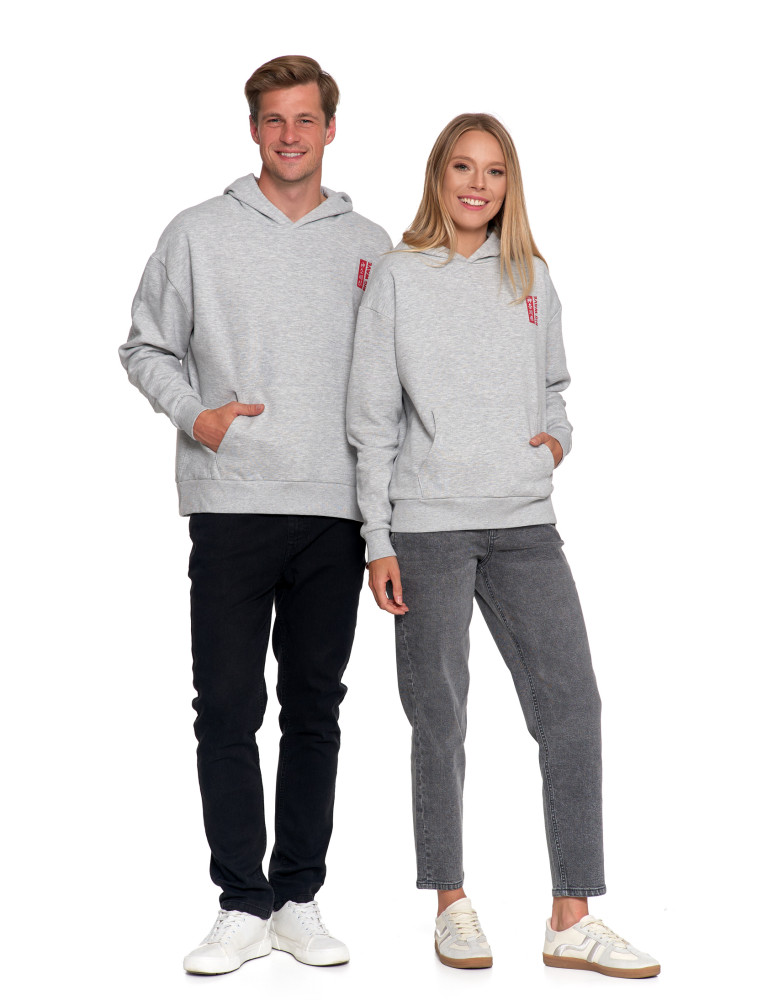 Bluzy - Bluza unisex z kapturem z japońskim motywem fali SZARY - produkt moraj.pl 1
