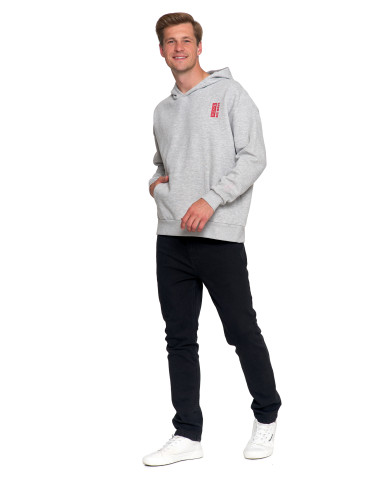 Bluzy - Bluza unisex z kapturem z japońskim motywem fali SZARY - produkt 3