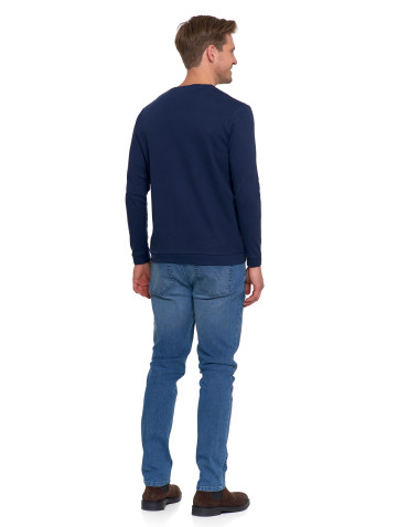 Koszulki, topy, koszule - Męska koszulka long bawełniana z minimalistycznym nadrukiem GRANATOWY - produkt 2