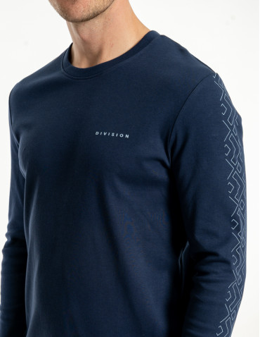 Koszulki, topy, koszule - Męska koszulka long bawełniana z minimalistycznym nadrukiem GRANATOWY - produkt 4