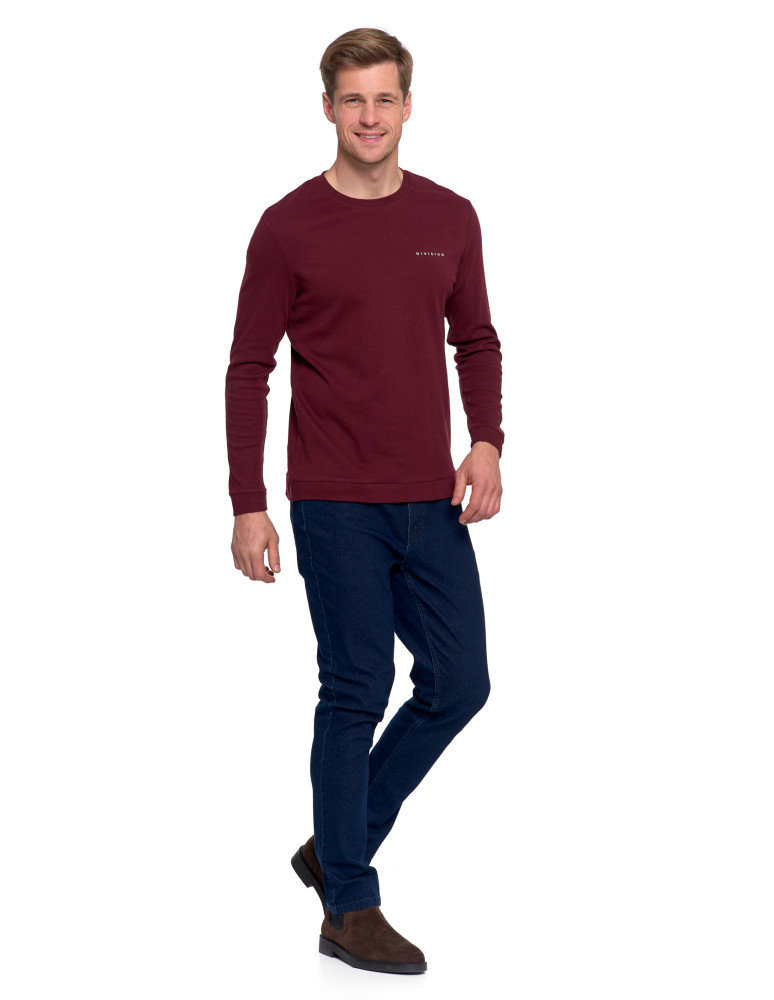 Koszulki, topy, koszule - Męska koszulka long bawełniana z minimalistycznym nadrukiem CZERWONY - produkt moraj.pl 1