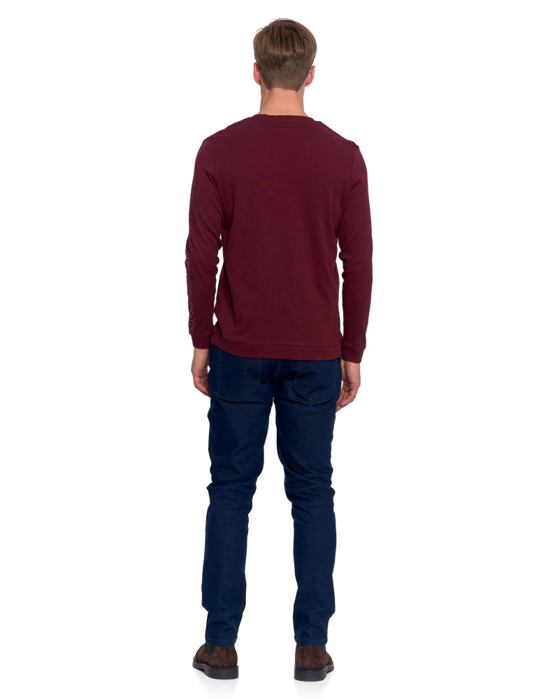 Koszulki, topy, koszule - Męska koszulka long bawełniana z minimalistycznym nadrukiem CZERWONY  - produkt moraj.pl 4