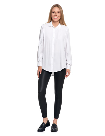 Legginsy - Damskie legginsy z wysokim stanem w stylu skórzanym CZARNY - produkt 7