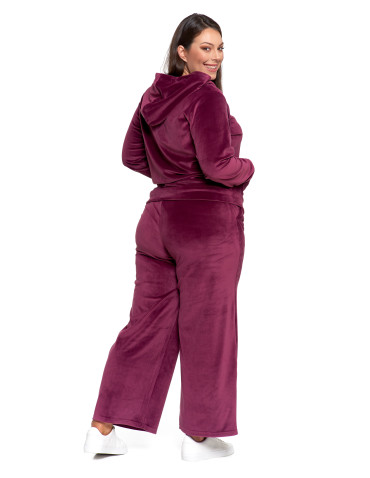 Bluzy - Bluza damska welurowa rozpinana z kapturem i kieszeniami FIOLETOWY - produkt 16