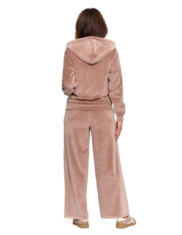 Bluzy - Bluza damska welurowa rozpinana z kapturem i kieszeniami MOKKA - produkt 12