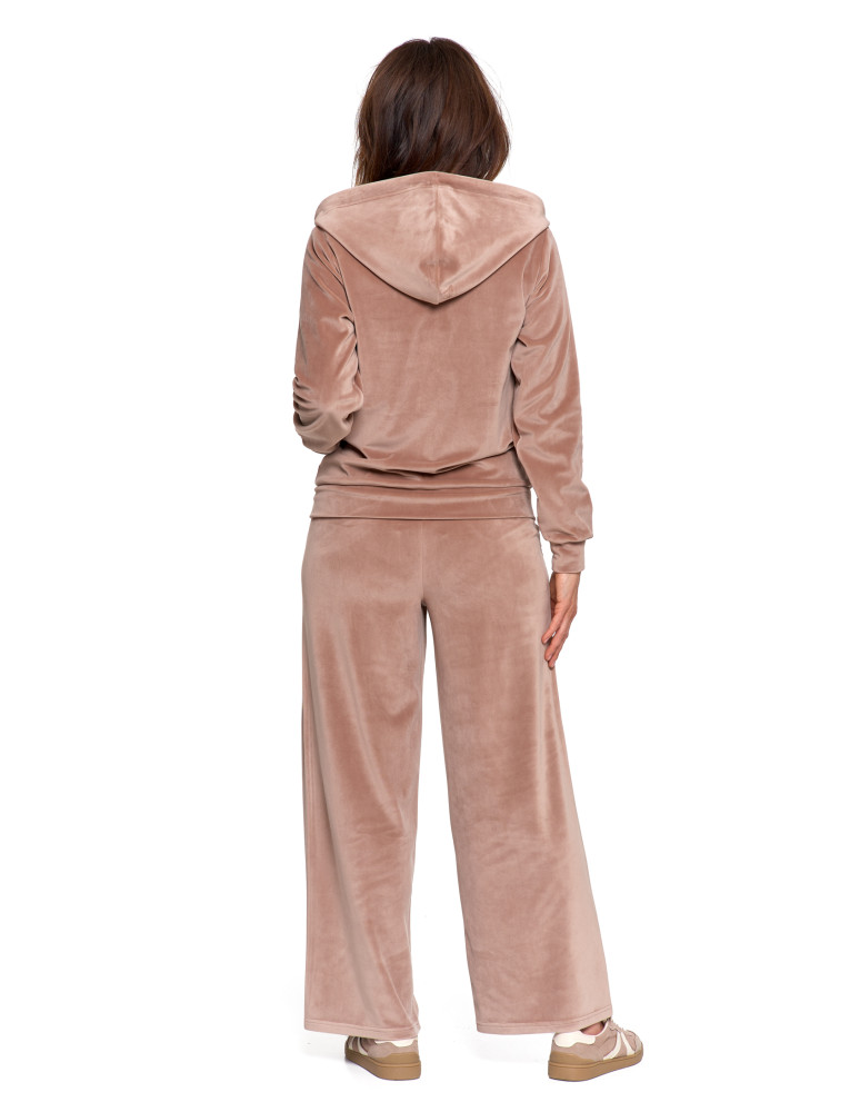 Bluzy - Bluza damska welurowa rozpinana z kapturem i kieszeniami MOKKA - produkt moraj.pl 12