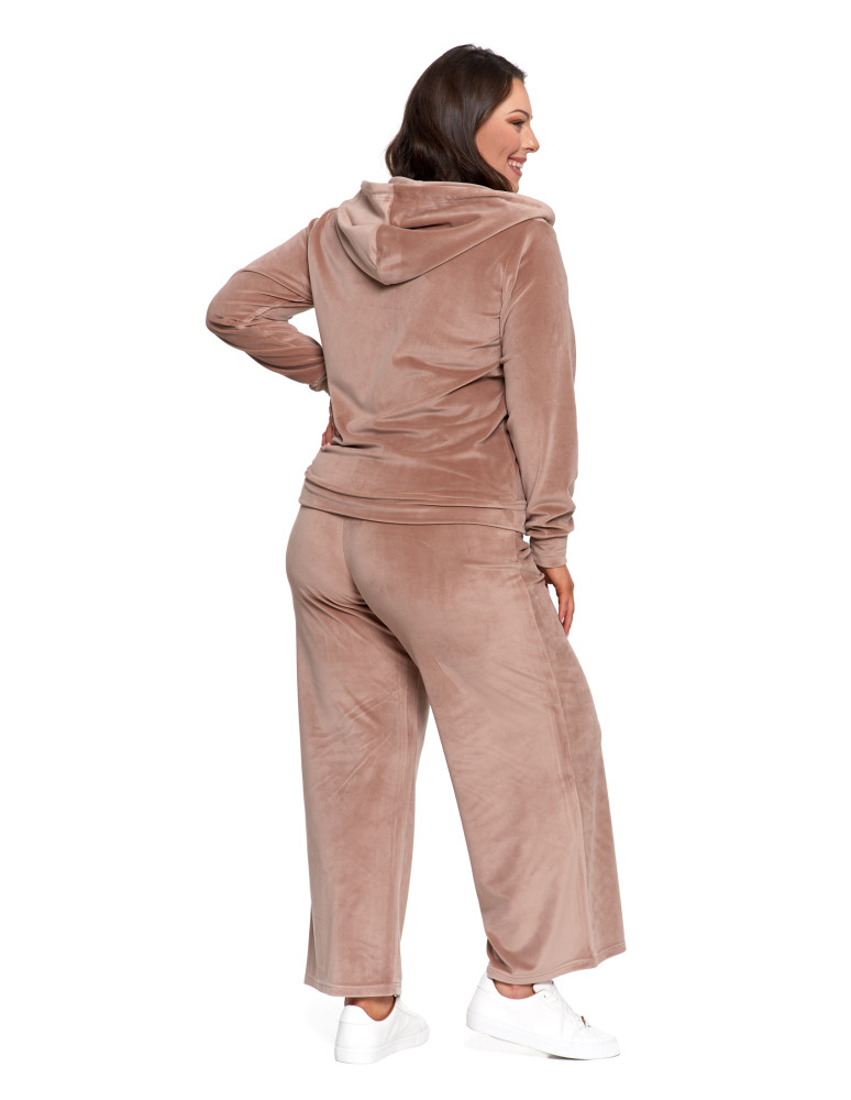 Bluzy - Bluza damska welurowa rozpinana z kapturem i kieszeniami MOKKA - produkt moraj.pl 18