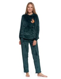 Ciepła piżama damska welurowa z liskiem i kapturem  - produkt 2