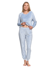 Piżama damska welurowa z długim rękawem i opaską na oczy  - produkt 2