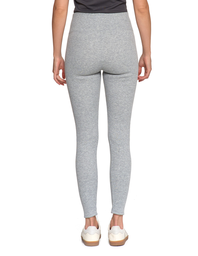 Legginsy - Prążkowane legginsy damskie z wysokim stanem ocieplane JASNY SZARY - produkt moraj.pl 6