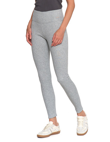 Legginsy - Prążkowane legginsy damskie z wysokim stanem ocieplane JASNY SZARY - produkt 7