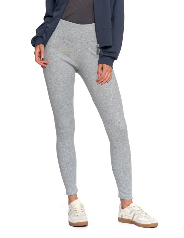 Legginsy - Prążkowane legginsy damskie z wysokim stanem ocieplane JASNY SZARY - produkt 8