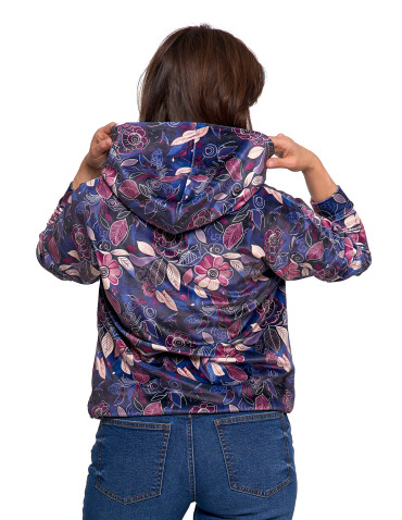 Bluzy - Damska bluza welurowa z kapturem WZÓR - produkt 3