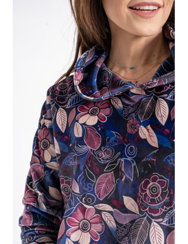 Bluzy - Damska bluza welurowa z kapturem WZÓR - produkt 4