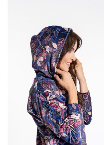 Bluzy - Damska bluza welurowa z kapturem WZÓR - produkt 5