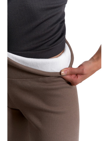 Legginsy - Prążkowane legginsy damskie z wysokim stanem ocieplane MOKKA - produkt 6