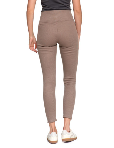 Legginsy - Prążkowane legginsy damskie z wysokim stanem ocieplane MOKKA - produkt 8