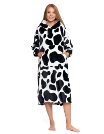 Kocobluza ciepła z kapturem uniwersalna wzór w krowę  - produkt 2