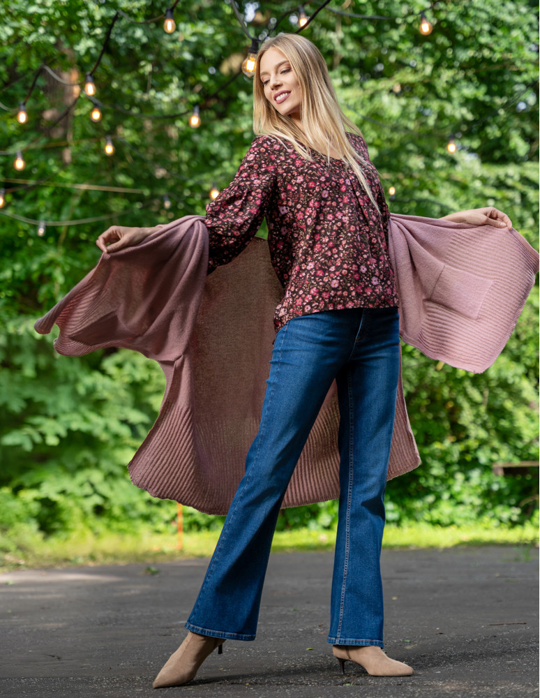 Nowości - Bluzka damska z bufiastymi rękawami BORDOWY  - produkt moraj.pl 22