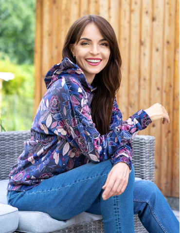 Bluzy - Damska bluza welurowa z kapturem WZÓR - produkt 9