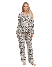 Piżama damska z długim rękawem z wiskozy rozpinana