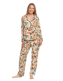 Piżama damska z długim rękawem z wiskozy rozpinana  - produkt 2