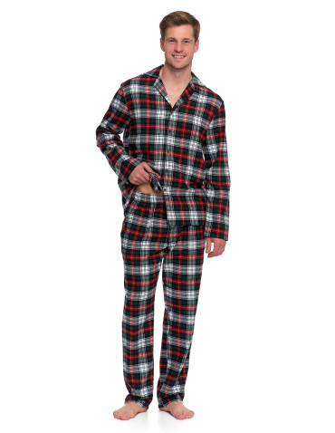 Piżama męska flanelowa bawełniana z długim rękawem  - produkt 2