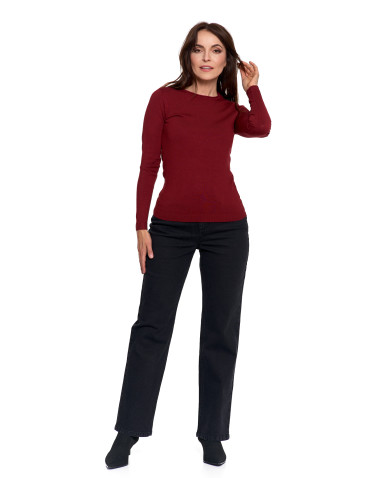 Swetry - Sweter damski cienki z wiskozy z długim rękawem BORDOWY - produkt 6