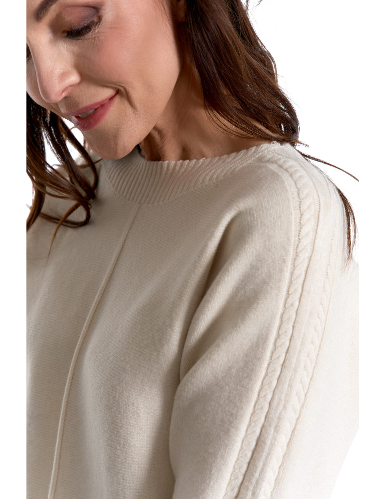 Swetry - Sweter damski wiskozowy o luźnym kroju KREMOWY  - produkt moraj.pl 3